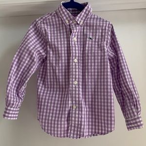 Vineyard Vines Toddler Boy Purple Gingham Button Down 3T